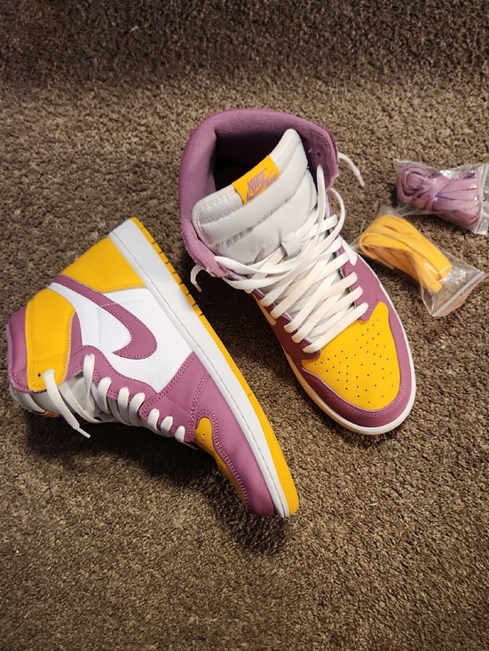 Jordan Other - Jordan 1 OG High "Brotherhood" -Top Sneakers in Purple, Yellow & White